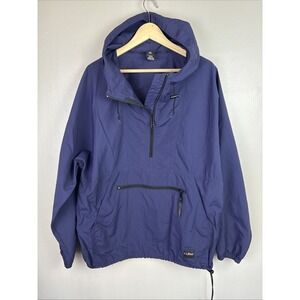 LL Bean Jacket Blue Half-Zip Size M Made in the USA Gorpcore Camping Hood